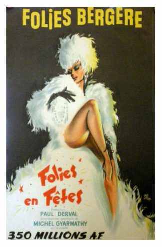Affiche ancienne originale Folies Bergères Folies - affiche ancienne originale spectacle - Paris - Okley