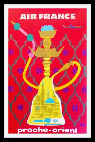 Affiche ancienne originale de voyage Air France Proche Orient - AIR FRANCE - ERIC - 1960