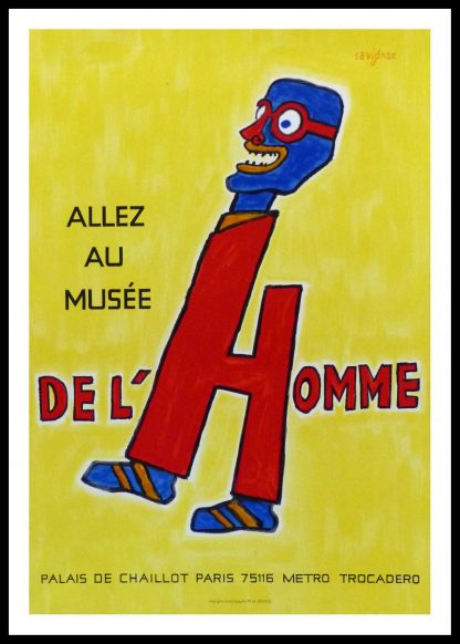 (alt="Original vintage exhibition poster Allez au Musée de l'Homme Palais de Chaillot Trocadéro PARIS signed in the plate SAVIGNAC 1981")