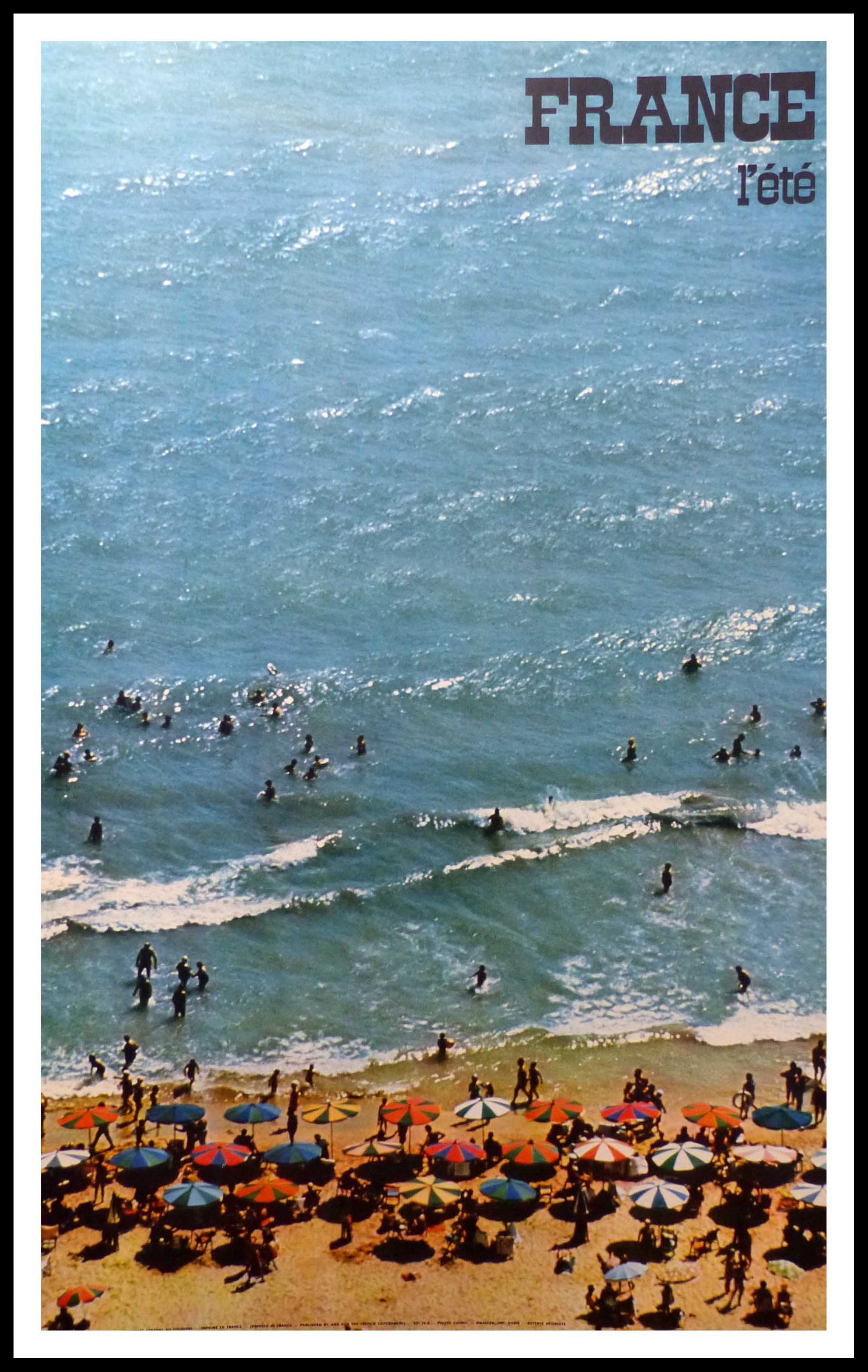 (alt="orginal travel poster summer in FRANCE photo CHIROL 1973")