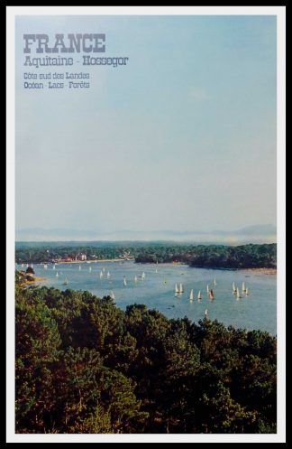 (alt="original travel poster Hossegor Basque coast Anonymous 1972")