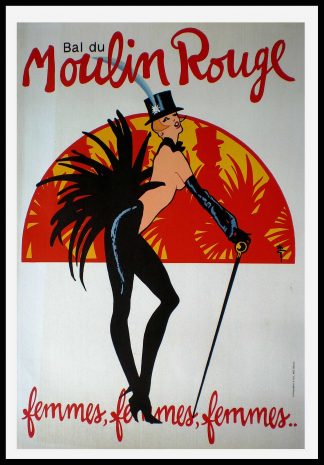 René GRUAU  Moulin Rouge Paris, femmes femmes femmes - Affiche ancienne originale, 1980