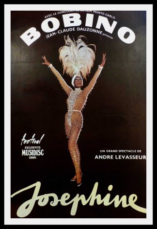 Affiche ancienne originale spectacle - Bobino Joséphine Baker - cabaret - 1970