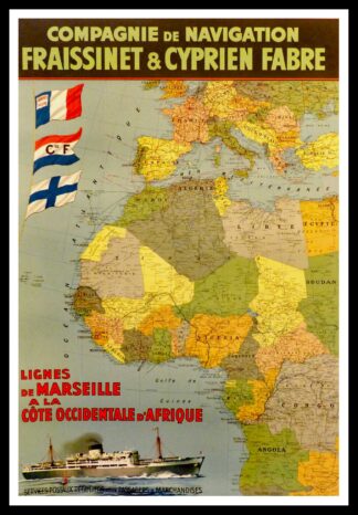 Compagnie de navigation Fraissinet & Cyprien Fabre - Affiche ancienne compagnie Maritime - Chapelet