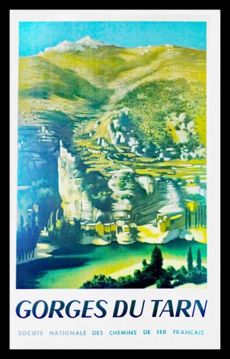 Affiche ancienne originale voyage - SNCF - LES GORGES DU TARN-ROHNER 1951