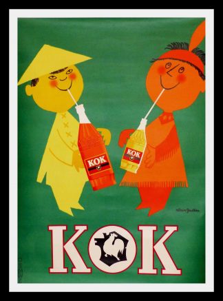Affiche ancienne originale publicitaire - KOK Soda - Alain GAUTHIER - 1950