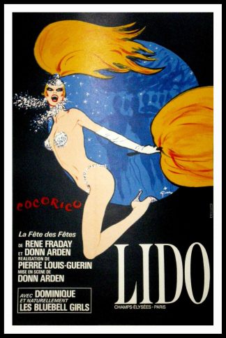 Affiche ancienne originale cabaret -  LIDO- PARIS  - Champs Elysées - René GRUAU 1980