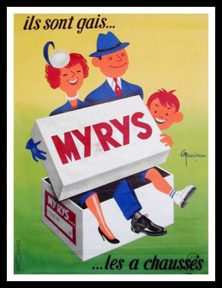 Affiche ancienne originale publicitaire -  Ils sont gais MYRIS les a chaussés - Mode - NICOLITCH circa 1940