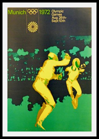 (alt= original vintage poster Olympic games fencing august 26th MUNICH GERMANY 1972")