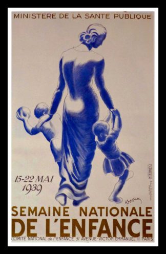 (alt="original vintage poster Semaine Nationale de l'Enfance Leonetto CAPPIELLO, art deco, signed in the plate 1939")