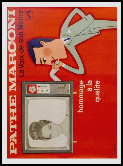 (alt="original advertising poster Pathé Marconi la voix de son maître signed FIX MASSEAU 1950")
