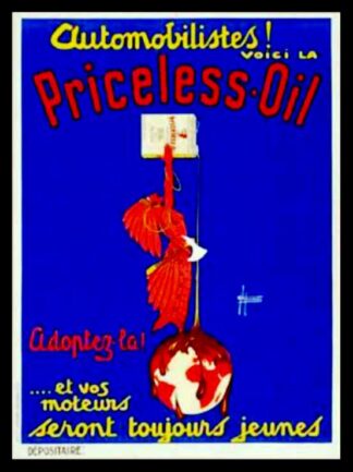 Henri de LAURENCIN : automobilistes voici la Priceless Oil, affiche ancienne originale publicitaire 1925
