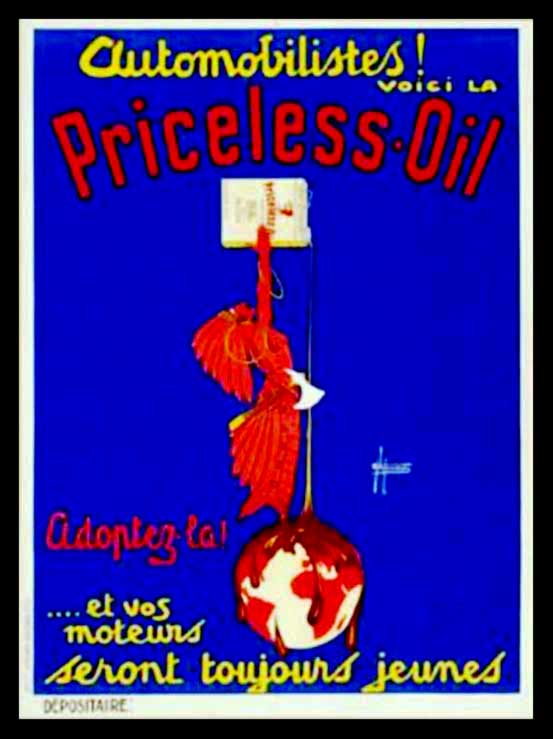 Henri de LAURENCIN : automobilistes voici la Priceless Oil, affiche ancienne originale publicitaire 1925