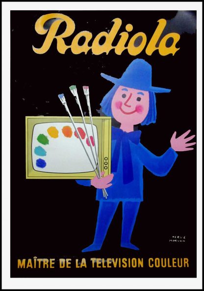 (alt="original advertising poster Radiola color television signed Hervé MORVAN circa 1950")