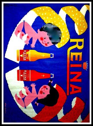 Affiche ancienne originale publicitaire - Limonade Reina Boisson Orange Citron - Alain GAUTHIER 1950