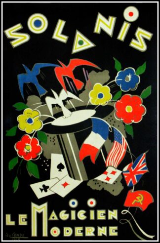 Affiche ancienne originale MAGIE, Solanis le Magicien Moderne - Géo CONDE, 1945