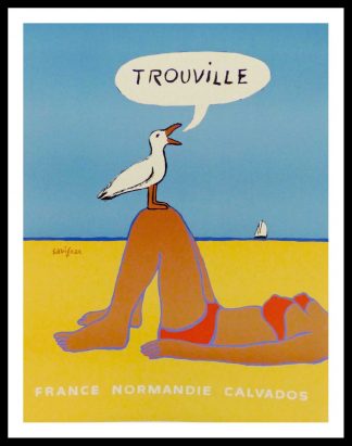 (alt="original travel poster Trouville Normandie Calvados signed SAVIGNAC 1987")