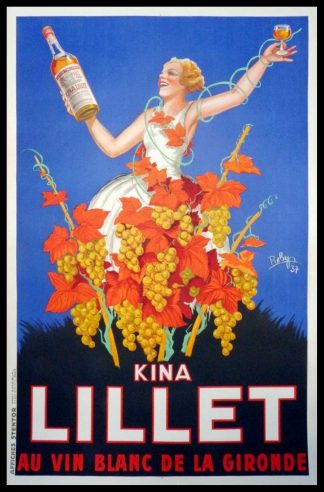 Affiche ancienne originale publicitaire KINA LILLET - Vin blanc de Gironde - ROBYS 1937