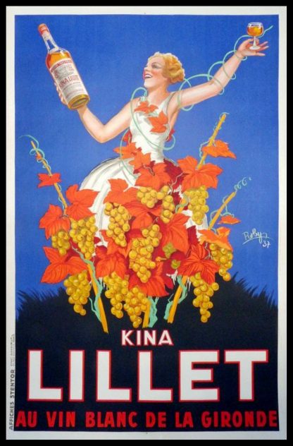original vintage advertising poster KINA LILLET - Vin blanc de Gironde - ROBYS 1937