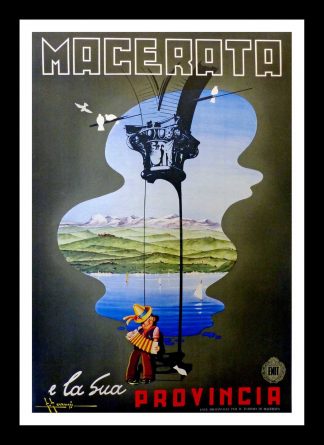 (alt="original vintage poster Macerata E La Sua Provincia - Italy 1950 signed F. FERRUCCI")