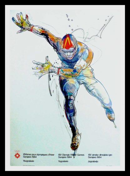 (alt="original vintage poster XIV Olympic Winter Games sliding sport Sarajevo Yugoslavia 1984")