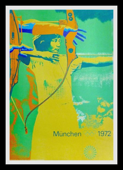(alt="Original vintage poster of the Olympic Games Archery Munich - Germany - 1972")