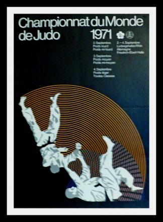 Affiche ancienne originale Championnat du Monde de Judo 1971 Allemagne - Oterspay
