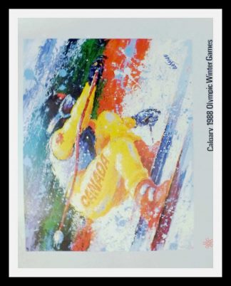 Affiche ancienne originale Jeux Olympiques d'hiver Ski - affiche ancienne originale Calgary Canada - Wesman -  1988