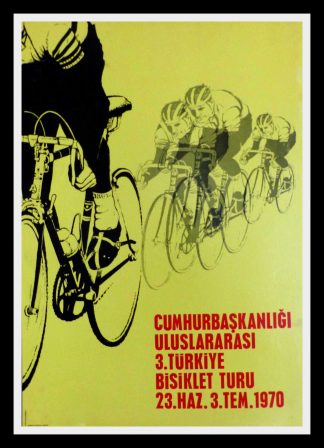 Affiche ancienne originale Internationale Tour De Vélo Turquie 1970  - affiche ancienne originale rare