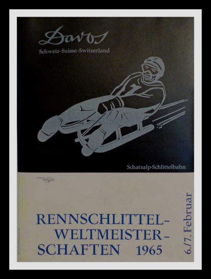 (alt="original winter sport poster DAVOS Switzerland Luge Anonymous1965")