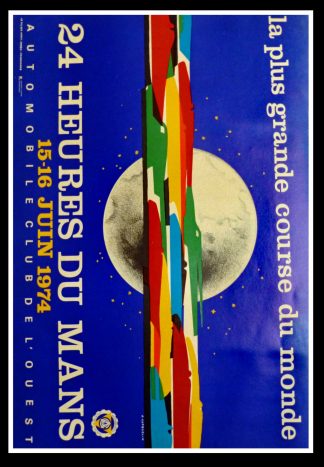 Affiche ancienne originale course automobile - 24 Heures Du Mans - Automobile Club De L'ouest - JACQUELIN 1974