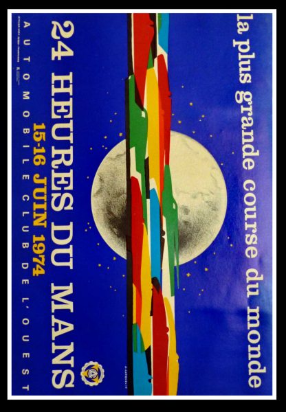 Affiche ancienne originale course automobile - 24 Heures Du Mans - Automobile Club De L'ouest - JACQUELIN 1974