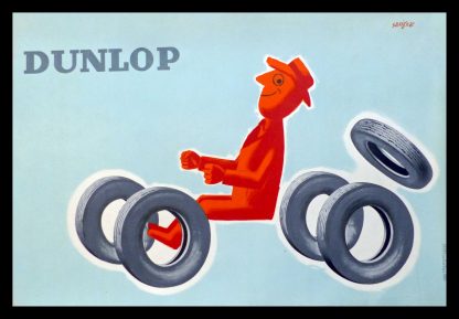 (alt="original vintage poster DUNLOP tire signed in the plate SAVIGNAC 1953")