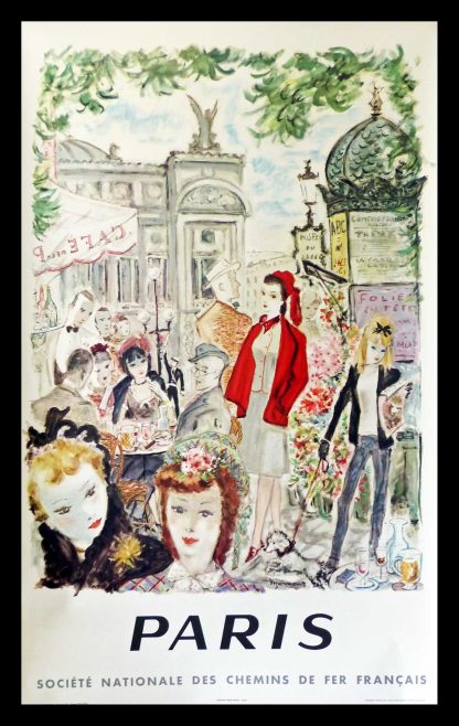 Affiche ancienne originale de voyage PARIS - Opéra Garnier - Café de la Paix -  DIGNIMONT 1962