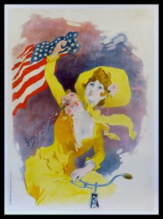 (alt="original vintage poster Cycles Cleveland United States before letter signed in the plate Jules CHERET art nouveau 1900")