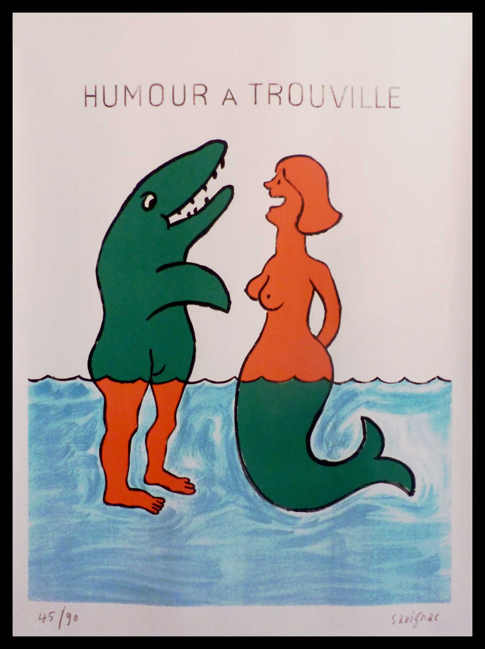 (alt="original travel poster humour à Trouville Normandy signed Raymond SAVIGNAC and numbered 45/90 circa 1980")