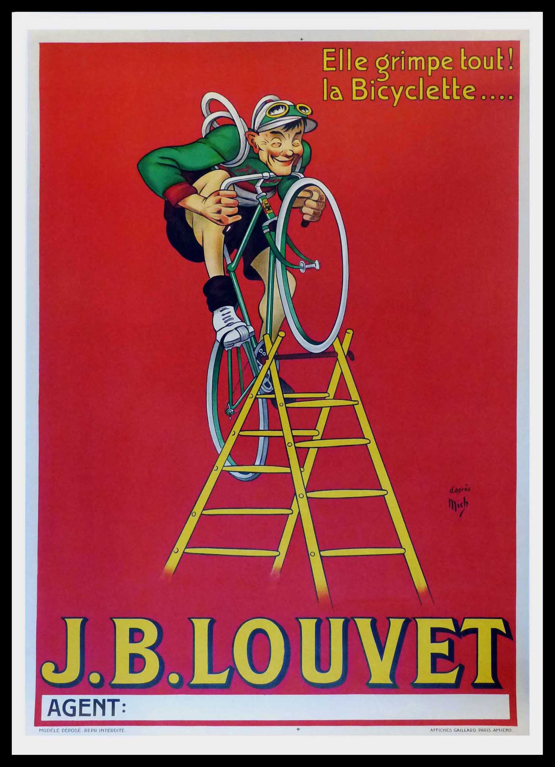 (alt=original vintage cycles poster J.B. Louvet signed in the lithography MICH art deco1930")