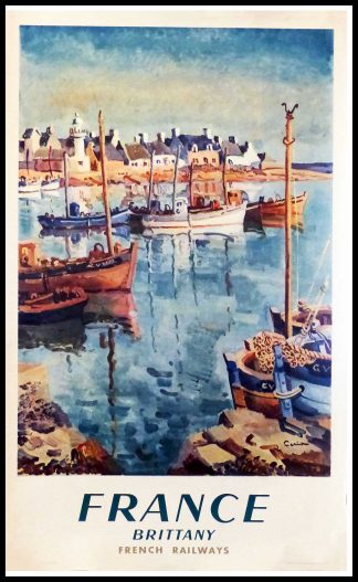 (alt="original vintage tourism poster FRANCE BRITTANY SNCF signed in the plate CERIA 1957")