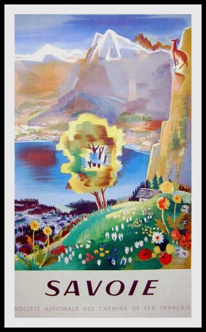 (alt="original vintage poster VECOUX, SNCF, SAVOIE 1946