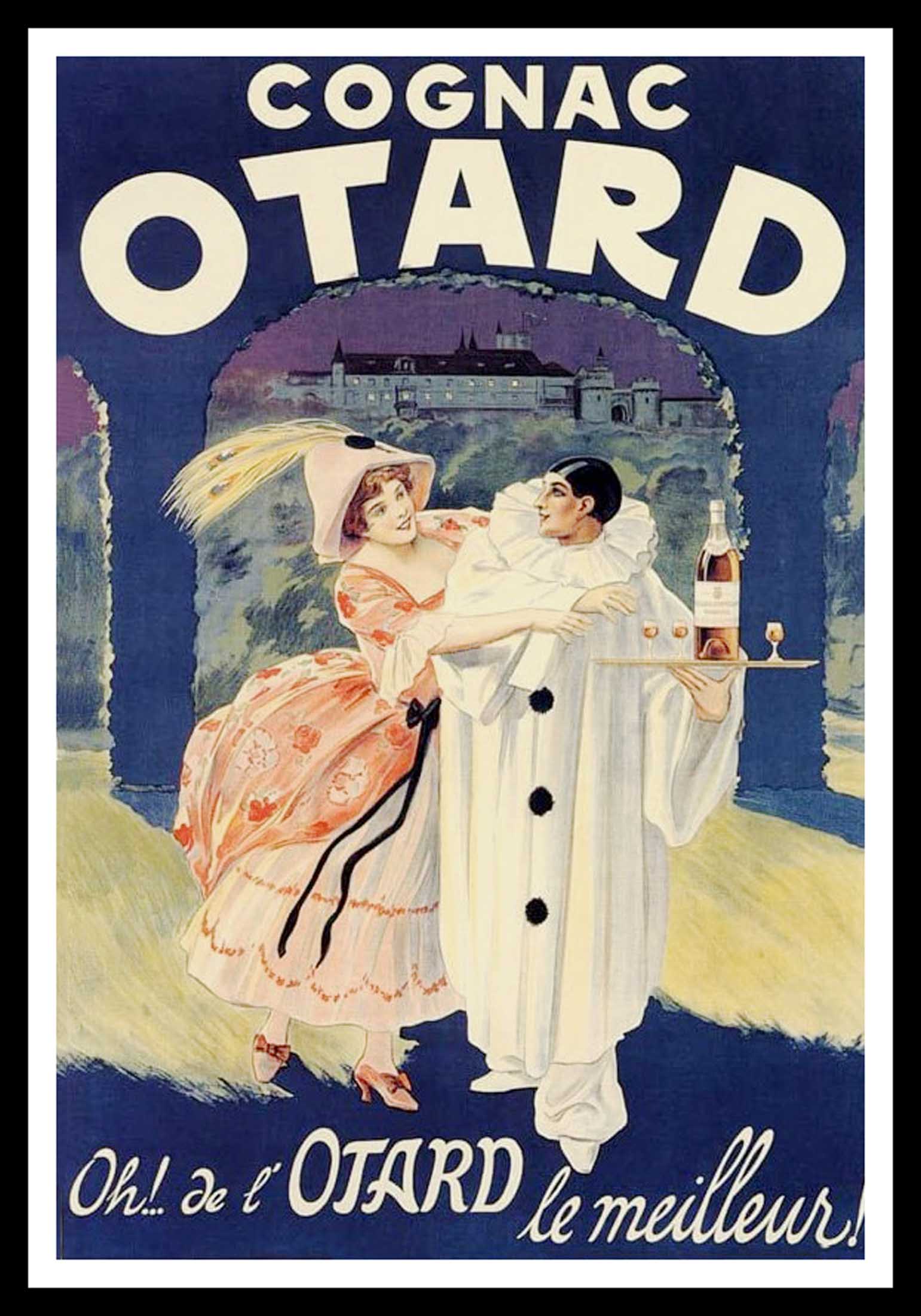 (alt="original vintage poster COGNAC OTARD, pierrot, art deco, 1922")