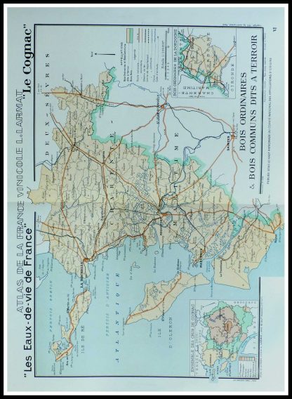 (alt="original french wine maps COGNAC Louis LARMAT 1942")