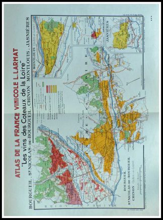(alt="Atlas de la France vinicole Louis LARMAT les vins des Côteaux de la LOIRE Bourgueil St Nicolas de Bourgueil Chinon Montlouis Jasnières 1942")