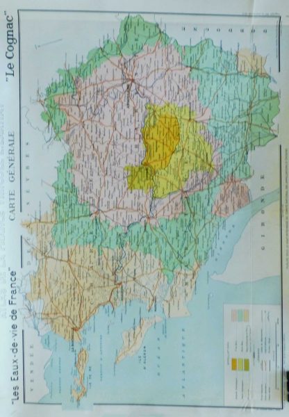 (alt="original vintage french wine maps COGNAC Louis LARMAT 1942")
