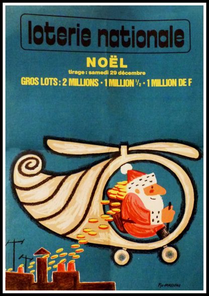 (alt="Original vintage poster Loterie Nationale, signed in the plate by Fix Masseau, circa 1960 and printed by Loterie Nationale")