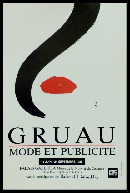 (alt="original vintage poster Gruau Mode & Publicité 1989, signed in the plate by R. Gruau and printed by Paris musées")