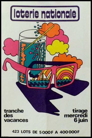 (alt="Original vintage poster Loterie Nationale, tranche de vacances circa 1960 realised by ANTIGNY and printed by Nice")