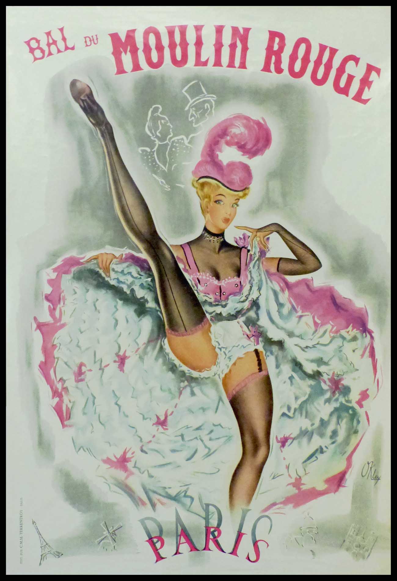 (alt="Original vintage poster Moulin Rouge 1955, signed in the plate by Okley and printed by CMM TERRENTROY")