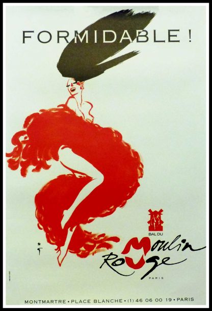 (alt="Original vintage poster Formidable ! Bal Du Moulin Rouge circa 1970, designed by R.Gruau and printed by Ploom Colas & Associes")