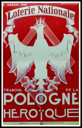 (alt="Original vintage poster Loterie Nationale Pologne Héroïque, 1940 realised by Marcoussis and printed by Lafayette, Paris")