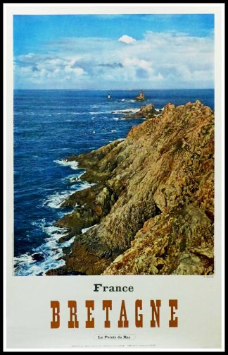 (alt="Original vintage travel poster BRITTANY - la pointe du Raz - realised by Molinard and printed by E. Defosséscirca 1960